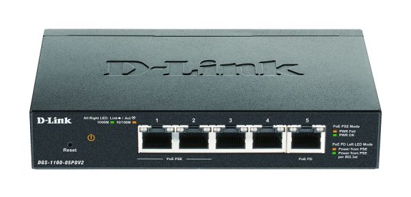 D-LINK DGS-1100-05PDV2 SMART 5 PORT , 2 x POE PORTS 97 50 DLSG1105PV2 1