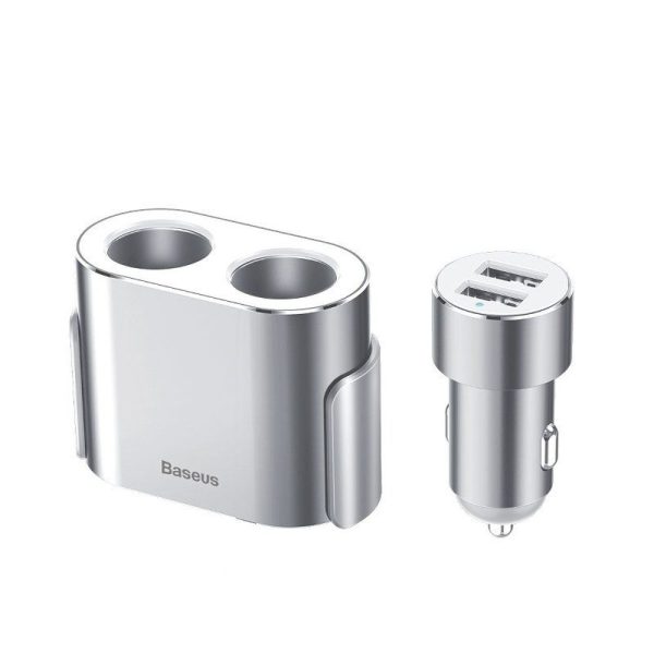 BASEUS high efficiency one to two cigarette lighter x2 80W + car charger 2xUSB 3