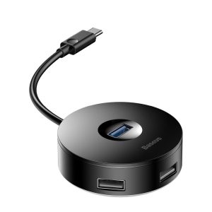 BASEUS HUB round box adapter Type C to USB3.0 / 3x USB2.0 / Micro USB Black CAHUB-G01