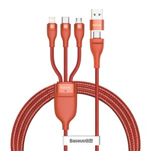 BASEUS cable USB / Typee C 4w1 Type C to Micro + Lightning 8-pin + Typee C 100W PD Qi orange CA2T3-07