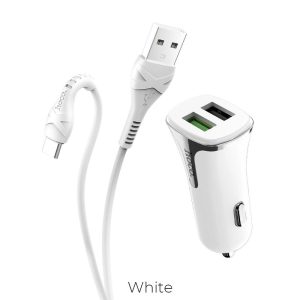 HOCO car charger Universe double port QC3.0 with cable Type-C Z31 white