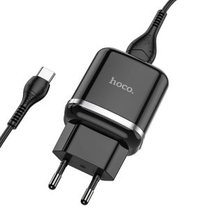 HOCO charger USB 3A QC3.0 Fast Charge Special Single Port with Type C cable N3 black