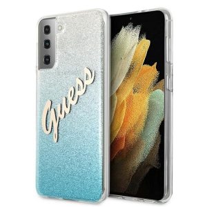 Original faceplate case GUESS GUHCS21SPCUGLSBL for Samsung S21 (Glitter Gradient Script / blue)