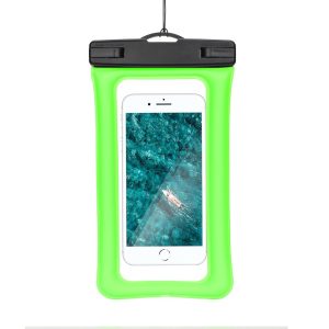 Waterproof AIRBAG for mobile phone with plastic closing - green
