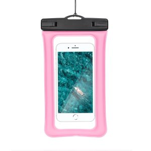 Waterproof AIRBAG for mobile phone with plastic closing - pink