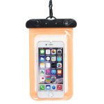 Waterproof bag for mobile phone with plastic closing - orange
