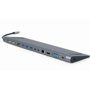 GEMBIRD USB TYPE-C 9-IN-1 MULTIPORT ADAPTER (USB HUB + HDMI + VGA + PD + CARD READER + LAN + 3.5MM)
