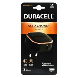 Travel Charger Duracell 12W with Single USB 2.4A Black