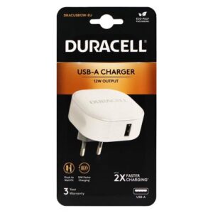 Travel Charger Duracell 12W with Single USB 2.4A White