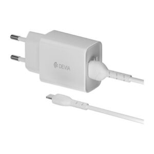 Travel Charger Devia RLC-526 12W with Dual Output USB A & Lightning Cable EC406 1m Smart Series White
