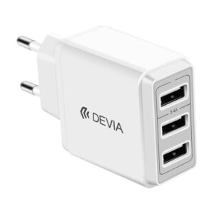 Travel Fast Charger Devia EA104 17W with Triple Output USB A Smart Series White