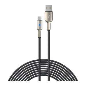 USB 2.0 Cable Devia EC313 Braided USB A to USB C with Light 1.5m Mars Series Black-Silver
