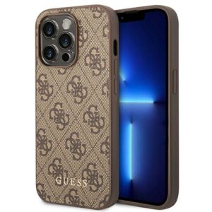 Original faceplate case GUESS GUHCP14LG4GFBR for iPhone 14 PRO (4G Gold Logo / brown)