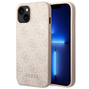 Original faceplate case GUESS GUHCP14MG4GFPI for iPhone 14 PLUS (4G Gold Logo / pink)