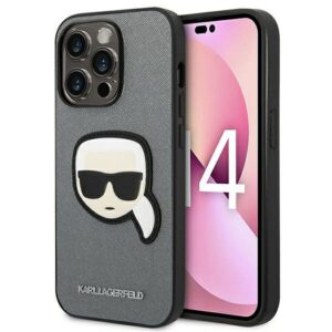 Original faceplate case KARL LAGERFELD KLHCP14LSAPKHG for iPhone 14 PRO (Saffiano With Karl Head Patch / silver)