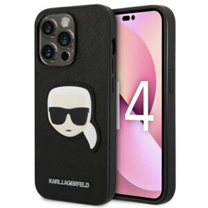 Original faceplate case KARL LAGERFELD KLHCP14LSAPKHK for iPhone 14 PRO (Saffiano With Karl Head Patch / black)