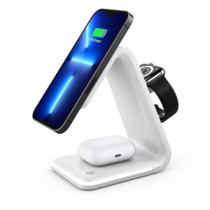 Wireless charger Qi 3in1 15W B17 working with MagSafe white