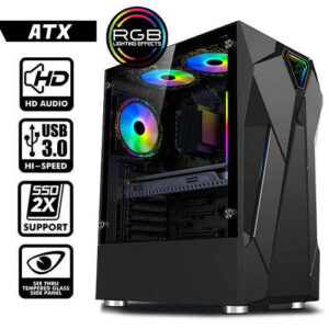 ARMAGGEDDON ATX RGB GAMING PC CASE TRON HOLO 5 BLACK