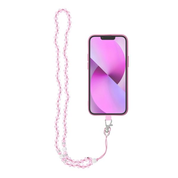 CRYSTAL DIAMOND pendant for the phone / cord length 74cm (37cm in the loop) / on neck - lite pink
