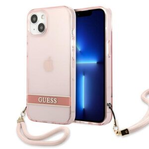 Original faceplate case GUESS GUHCP13SHTSGSP for iPhone 13 MINI (Translucent / pink)