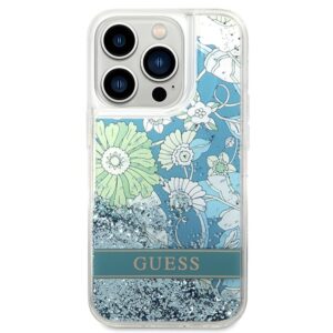 Original faceplate case GUESS GUHCP14LLFLSN for iPhone 14 PRO (Liquide Glitter Flower / green)