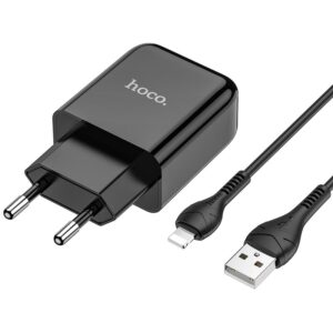 HOCO travel charger USB + cable for Lightning 8-pin 2.1A N2 Vigour black