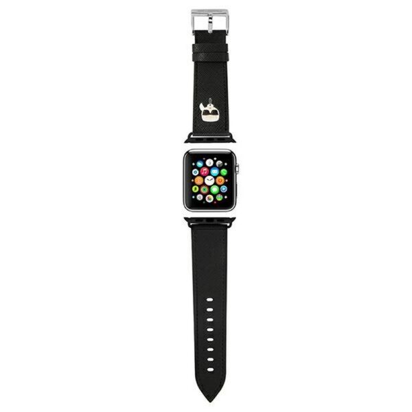 Watch strap for  Apple Watch silicone Karl Lagerfeld SAFFIANO KH 38/40mm KLAWMOKHK black