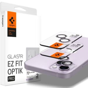 SPIGEN OPTIK.TR ”EZ FIT” camera protector 2-pack for IPHONE 14 / 14 PLUS purple