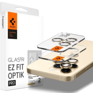SPIGEN OPTIK.TR ”EZ FIT” camera protector 2-pack for IPHONE 14 PRO / 14 PRO MAX gold