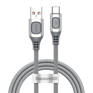 BASEUS cable USB - Type C QC3.0 Fast Charge PD Power Delivery 3.0 5A 1 m Silver CATSS-A0S