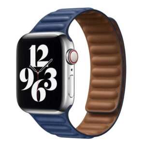 Strap Devia Elegant Leather Apple Watch 4/ 5/ 6/ 7/ 8/ SE (38/ 40/ 41mm) Two-Tone Midnight Blue