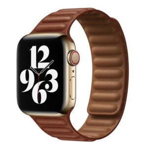 Strap Devia Elegant Leather Apple Watch 4/ 5/ 6/ 7/ 8/ SE (38/ 40/ 41mm) Two-Tone Saddle Brown