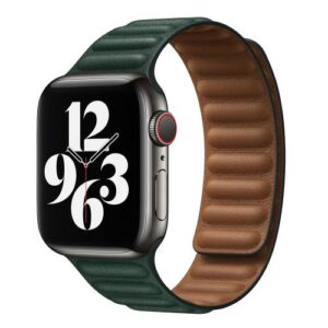 Strap Devia Elegant Leather Apple Watch 4/ 5/ 6/ 7/ 8/ SE (38/ 40/ 41mm) Two-Tone Sequoia Green