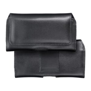 ROYAL - Leather universal belt holster / black - Size M - for IPHONE 12 MINI / 13 MINI / SAMSUNG A40 / S8 / XIAOMI 12 / Redmi 5A