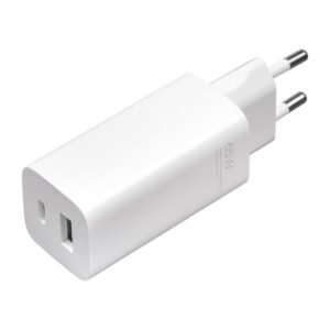 Travel Fast Charger Xiaomi Mi with Dual Output USB A & USB C GaN 65W + USB C to USB C Cable AD652GEU White