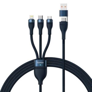 BASEUS cable 3in1 Flash Series II USB A to Micro + Lightning 8-pin + Type C 100W 1.2m blue CASS030103