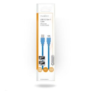 Nedis USB 3.0 Cable USB-A male - USB-A female 1m (CCGP61010BU10) (NEDCCGP61010BU10)