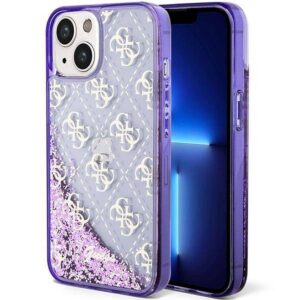 Original faceplate case GUESS GUHCP14SLC4PSGU for iPhone 14 (Liquid Glitter 4G Translucent / purple)