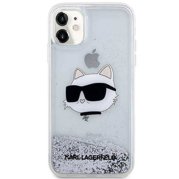 Original faceplate case KARL LAGERFELD KLHCN61LNCHCS for iPhone 11 (Liquid Glitter NFT Choupette Heads / silver)