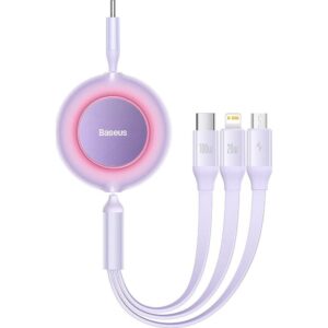 BASEUS cable Type C to Micro/Lighting/Type C 1.1m 3w1 Bright Mirror 2 Power Delivery 100W purple CAMJ010205