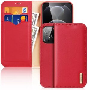 DUX DUCIS Hivo - Leather Wallet Case for Apple iPhone 13 Pro czerwone