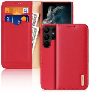 DUX DUCIS Hivo - Leather Wallet Case for Samsung Galaxy S23 Ultra red