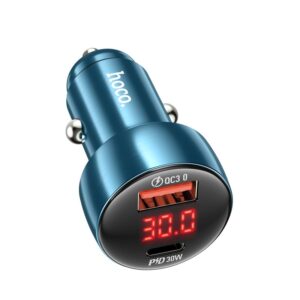 HOCO car charger USB QC 3.0 + Type C PD 48W Leader Z50 metal grey