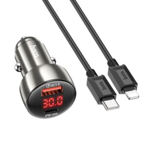 HOCO car charger USB QC 3.0 + Type C + cable Type C to Type CPD 48W Leader Z50 metal grey