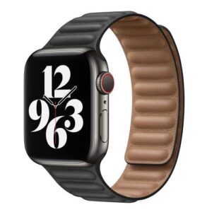 Strap Devia Elegant Leather Apple Watch (42/ 44/ 45/ 49mm) Two-Tone Black