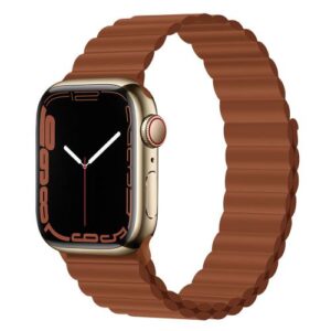 Strap Devia Sport3 Silicone Magnet Apple Watch (42/ 44/ 45/ 49mm) Deluxe Saddle Brown