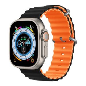 Strap Devia Sport6 Silicone Apple Watch (38/ 40/ 41mm) Two-Tone Deluxe Black-Orange