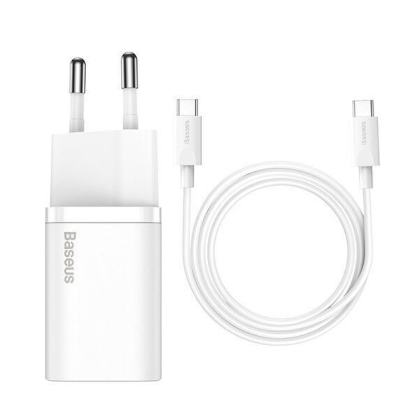 BASEUS charger Type C Super Si PD 25W + cable Type C to Type C white TZCCSUP-L02