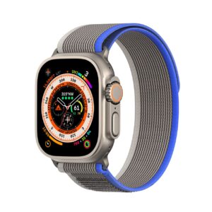 DUX DUCIS YJ - woven nylon strap for Apple Watch 42/44/45/49mm Blue/Grey