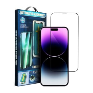 5D Full Glue Tempered Glass for iPhone 15 Plus black + applicator
